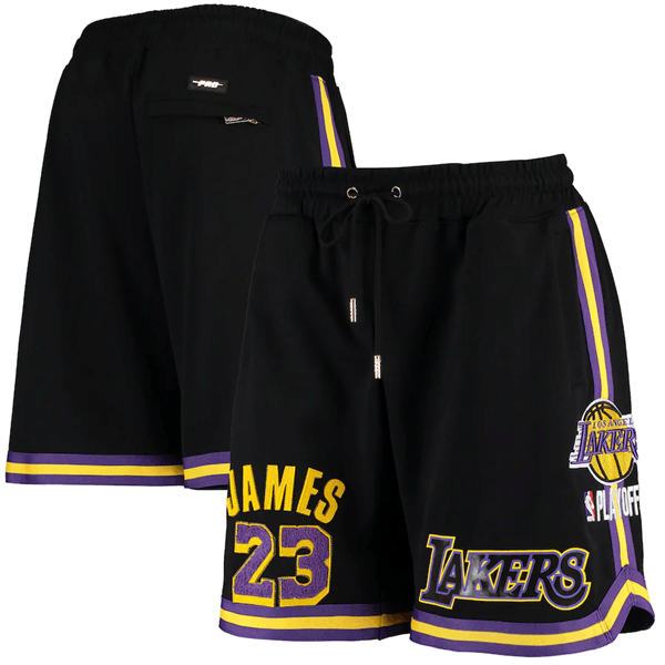 Men's Los Angeles Lakers #23 LeBron James Black Shorts Men's Los Angeles Lakers #23 LeBron James Black Shorts